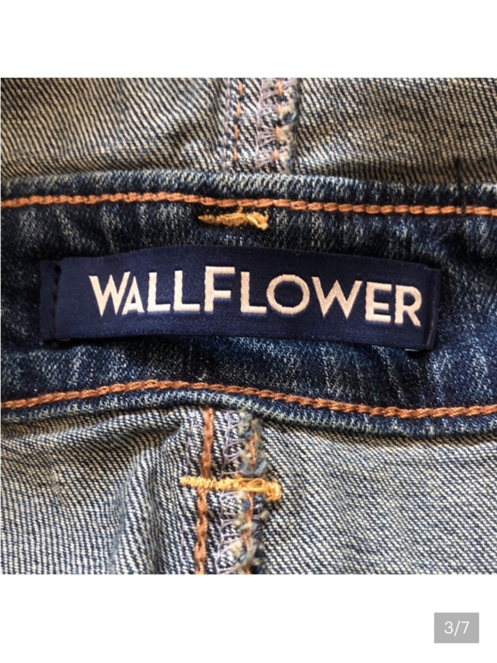 Wallflower Distressed Blue Denim Short Overalls - Picture 5 of 8